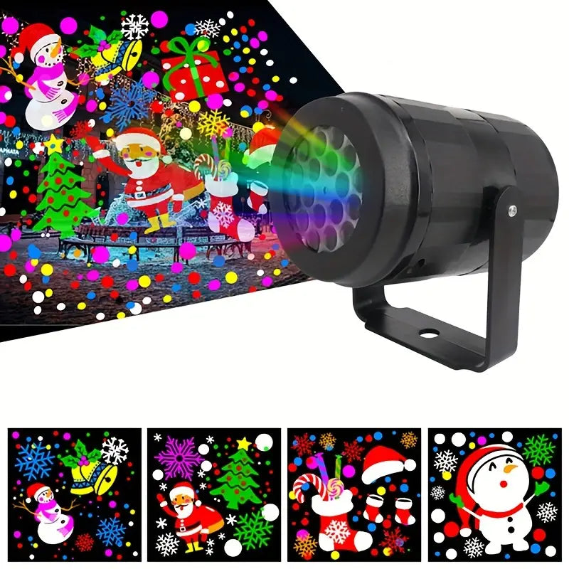 360° Rotating LED Christmas Projector Night Light - Snowflake Projection Lamp for Festive Home Decor, Parties, and Gifts-0