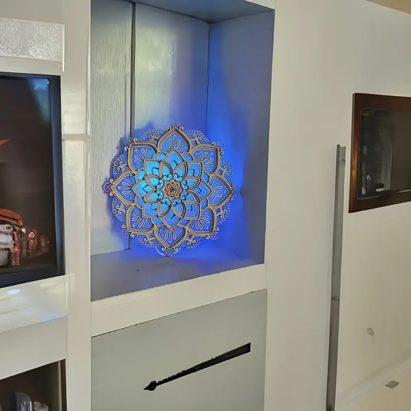 Lotus Mandala Yoga Room Night Light - LED Multi-Layer Wooden Creative Atmosphere Light-1