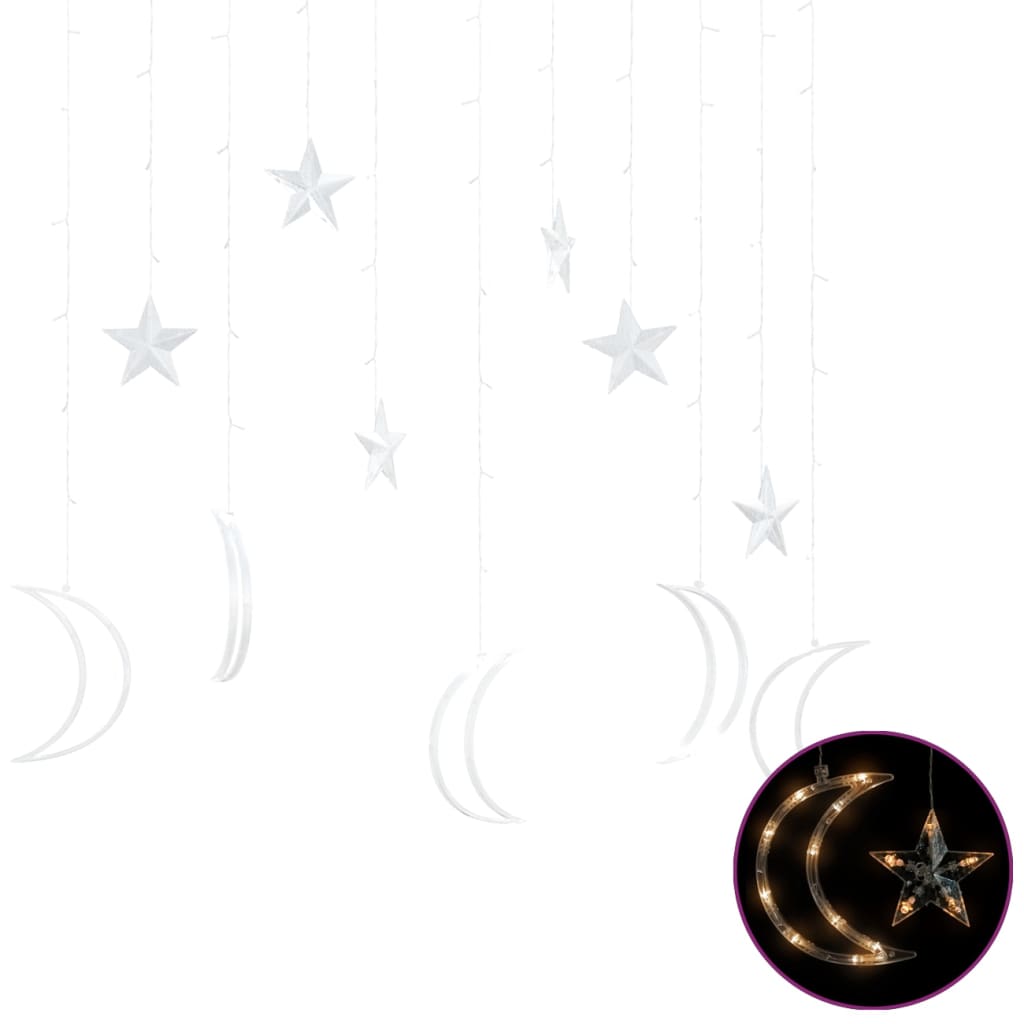 NNEVL Star and Moon Fairy Lights Remote Control 138 LED Warm White