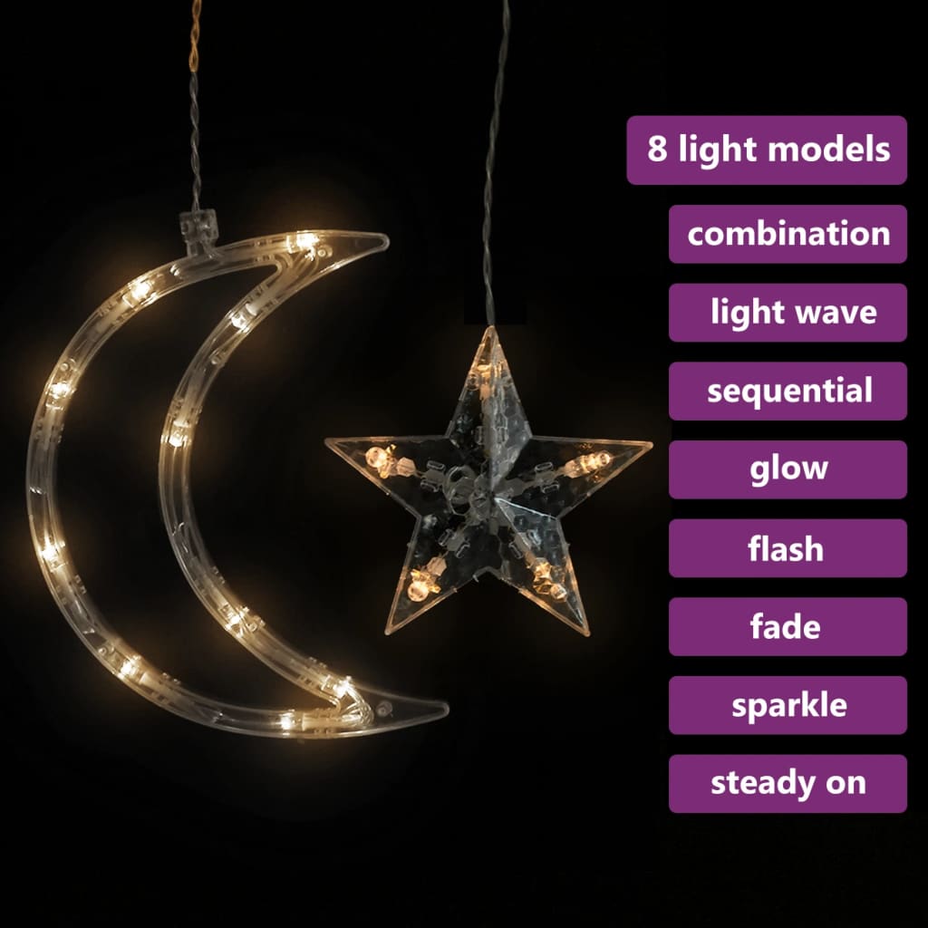 NNEVL Star and Moon Fairy Lights Remote Control 138 LED Warm White