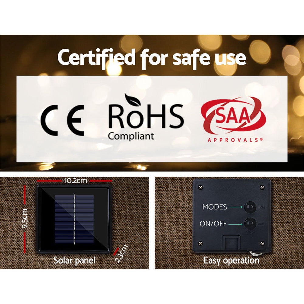 Jolly's 500 LED Solar Powered Christmas Icicle Lights 20M Outdoor Fairy String Party Warm White