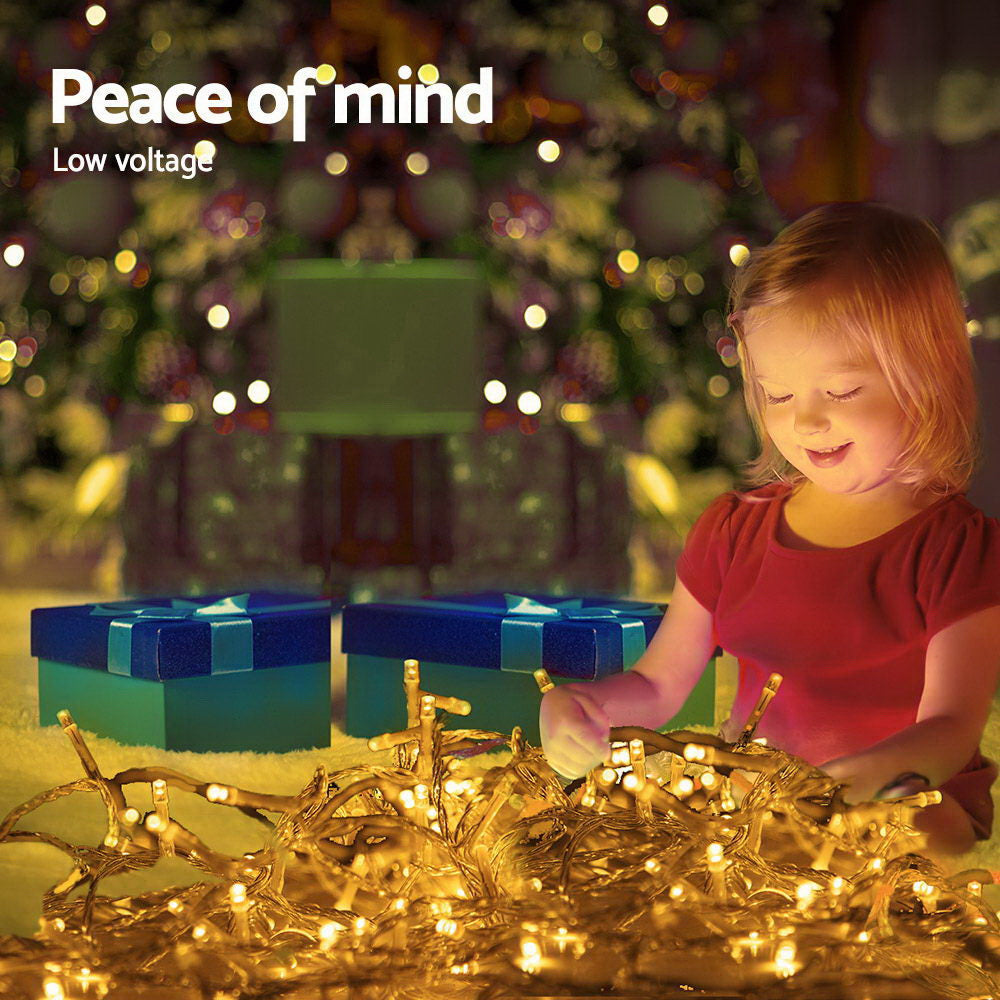 Jolly's 500 LED Solar Powered Christmas Icicle Lights 20M Outdoor Fairy String Party Warm White