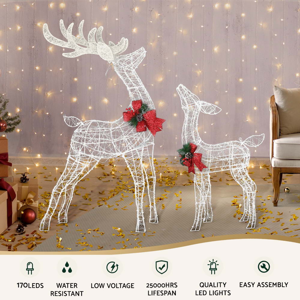 NNEDSZ 2 PCS Christmas Lights 170 LED Fairy Light Reindeer Decorations Jingle Jollys