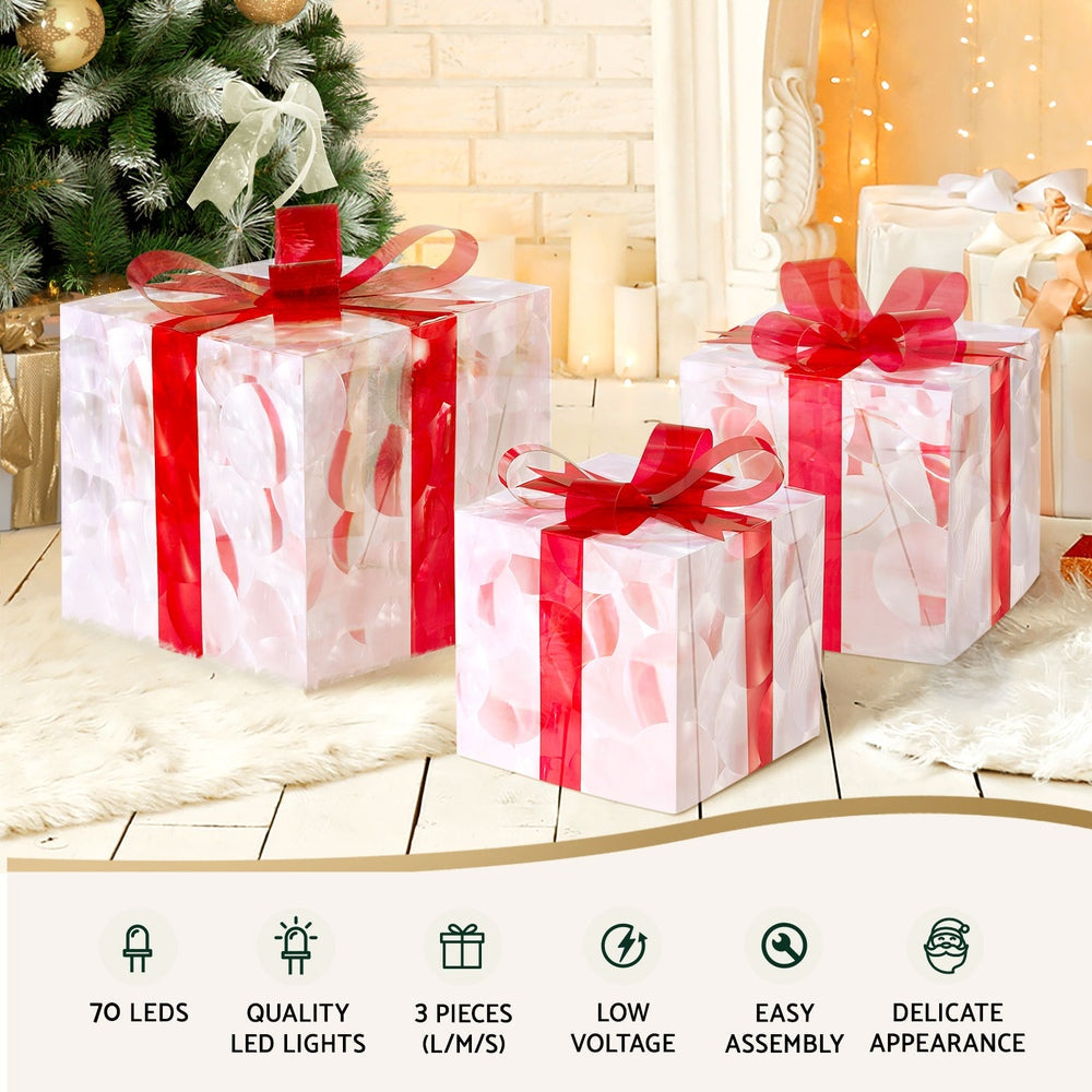 NNEDSZ 3 PCS Christmas Lights 70 LED Fairy Light Gift Box Jingle Jollys